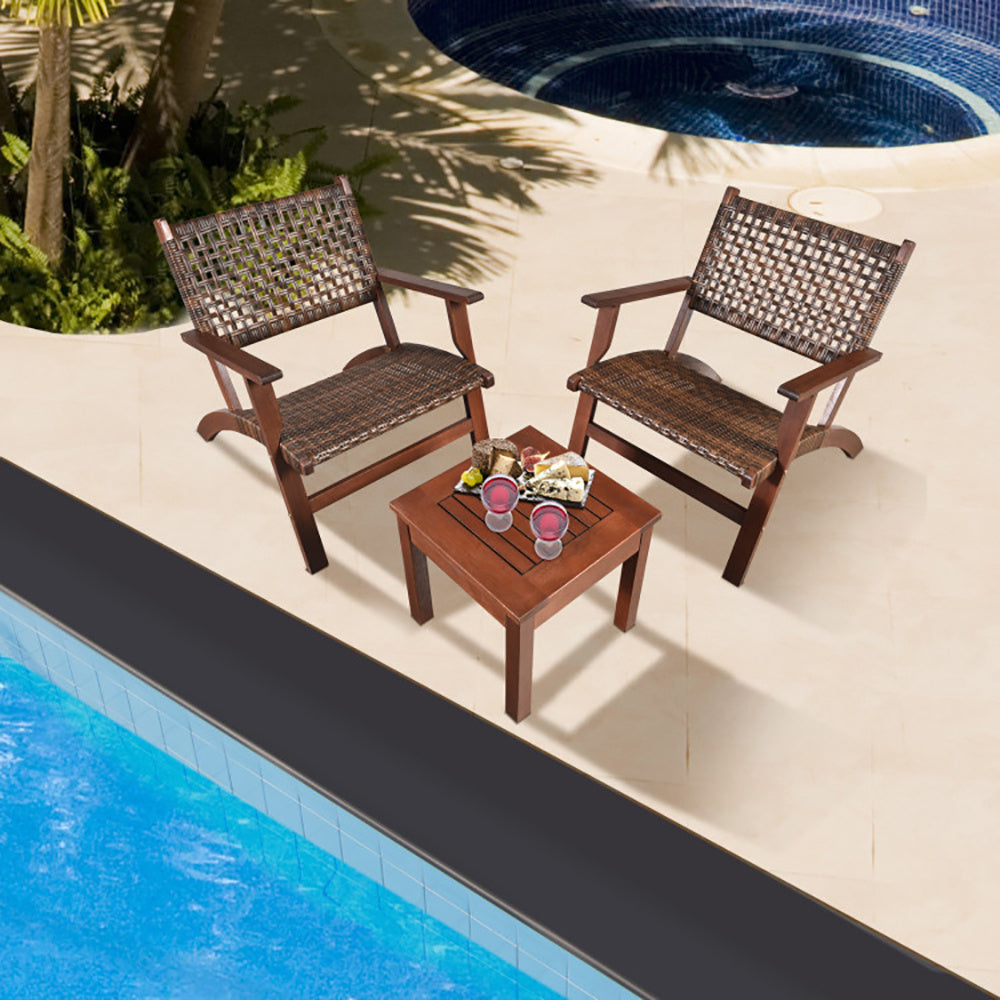 3 Pieces Outdoor Rattan Furniture Set